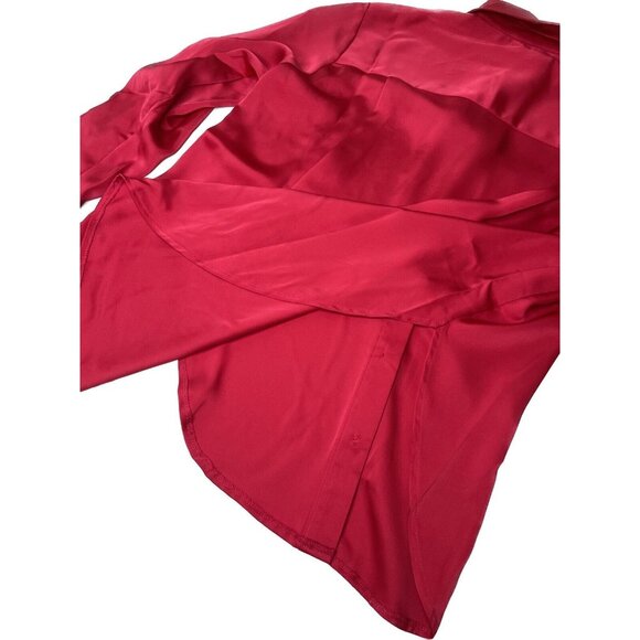Jason Wu Red Satin Oversized Button down Small NWT - Picture 4 of 10